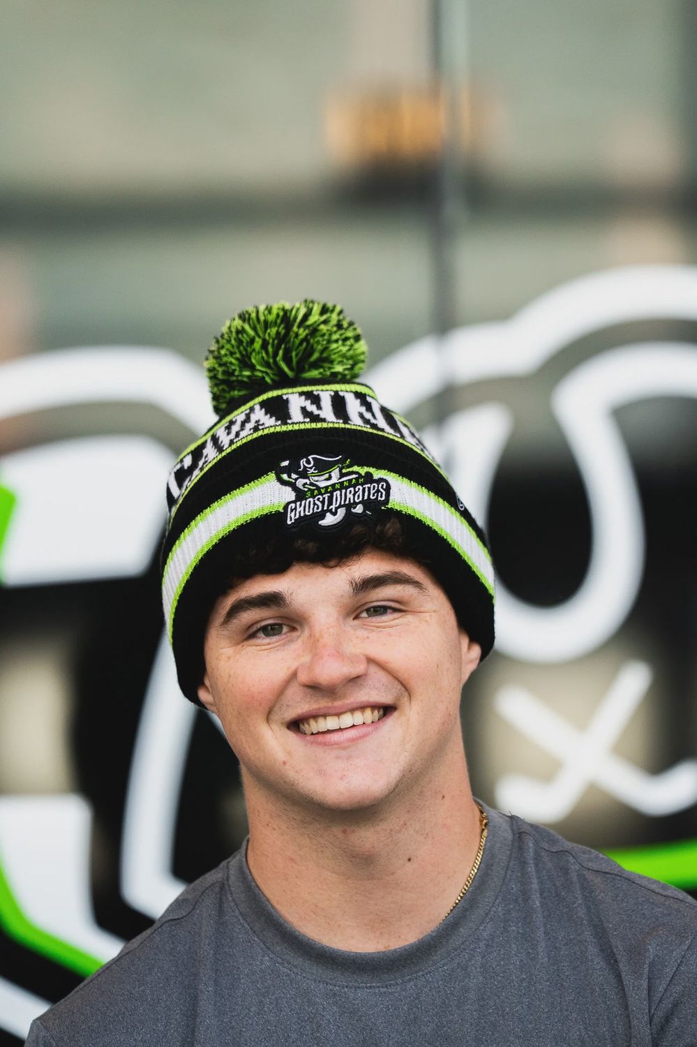 Savannah Ghost Pirates Zephyr Blk/Grn Freestyle Striped Beanie