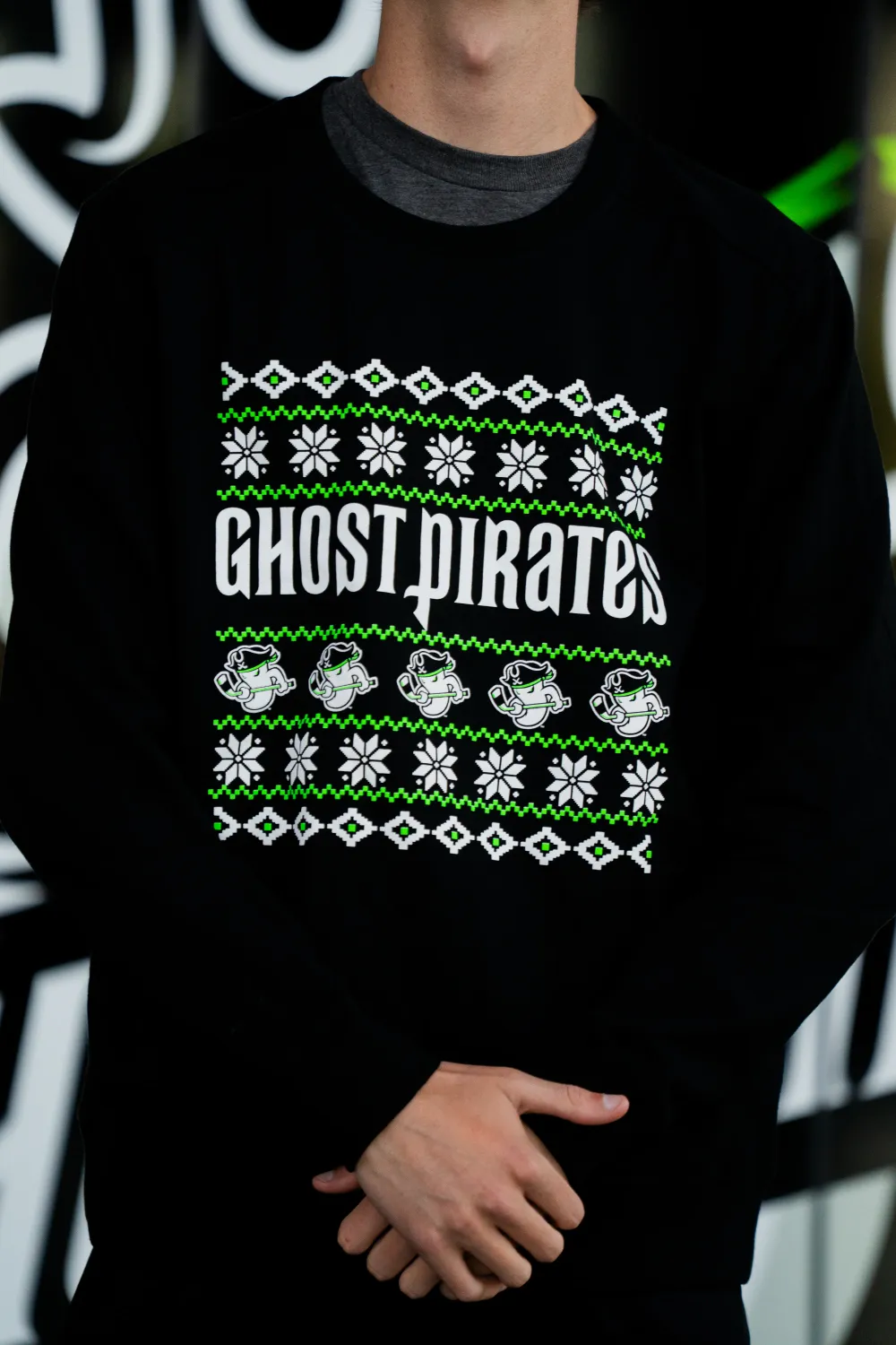 Ghost Pirates Christmas Black Sweater