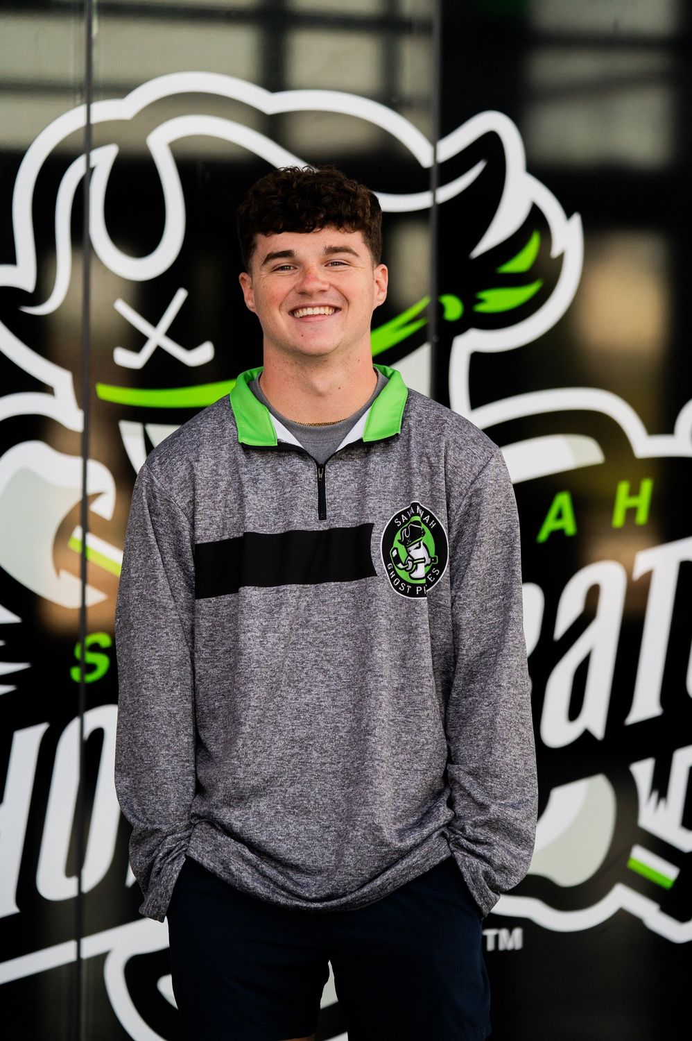 Savannah Ghost Pirates Athletic Knit Grey/Green Quarter-Zip