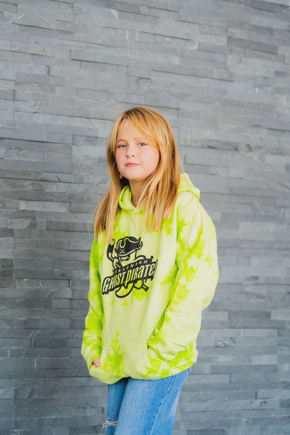 Savannah Ghost Pirates Youth Green Tie-Dye Hoodie