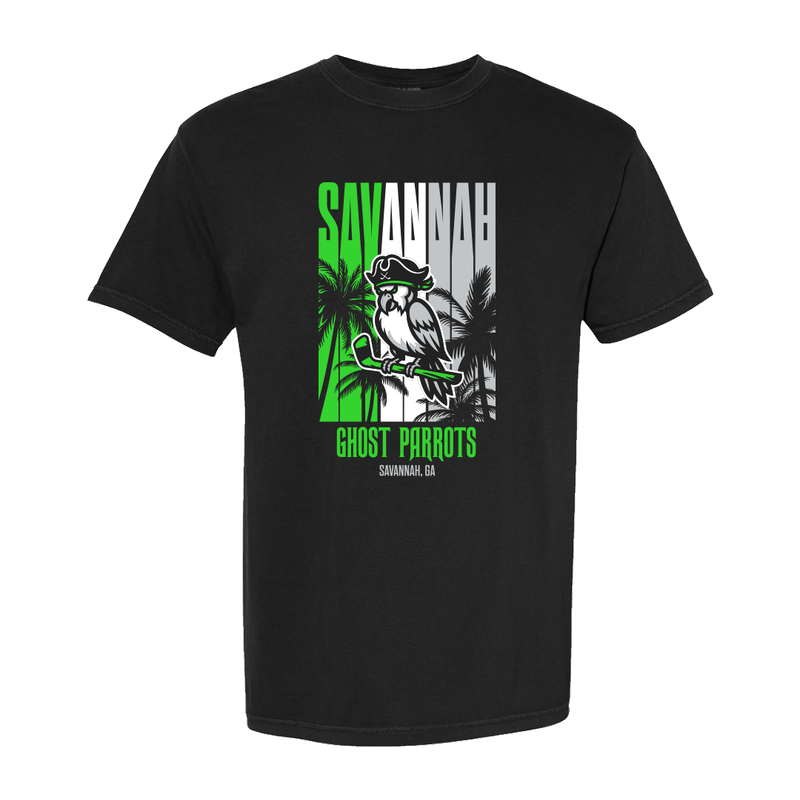 Ghost Parrot Black Palm Tree T-Shirt
