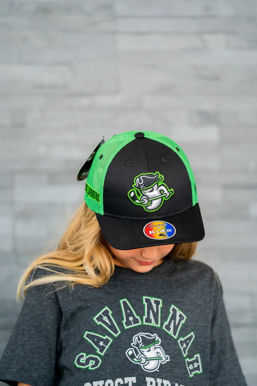 Savannah Ghost Pirates Dakota Youth Black/Nuc Green Hat