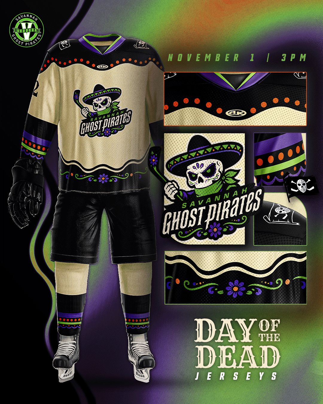 Ghost Pirates Día de los Muertos Replica Jersey