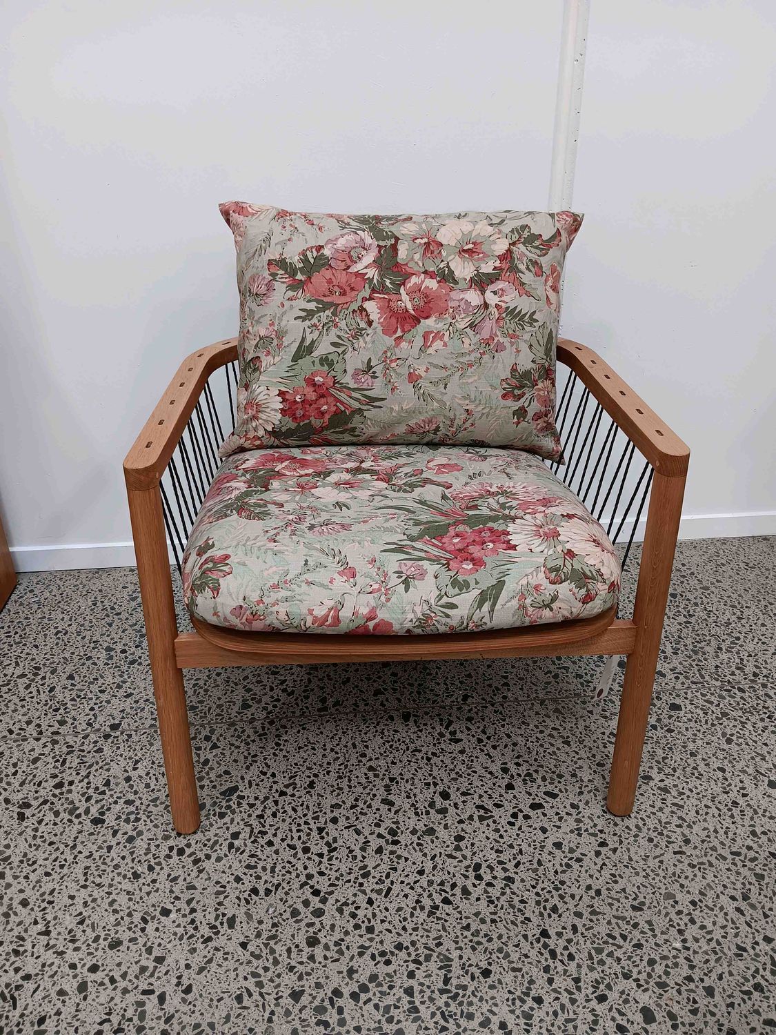 Armchair with wooden frame