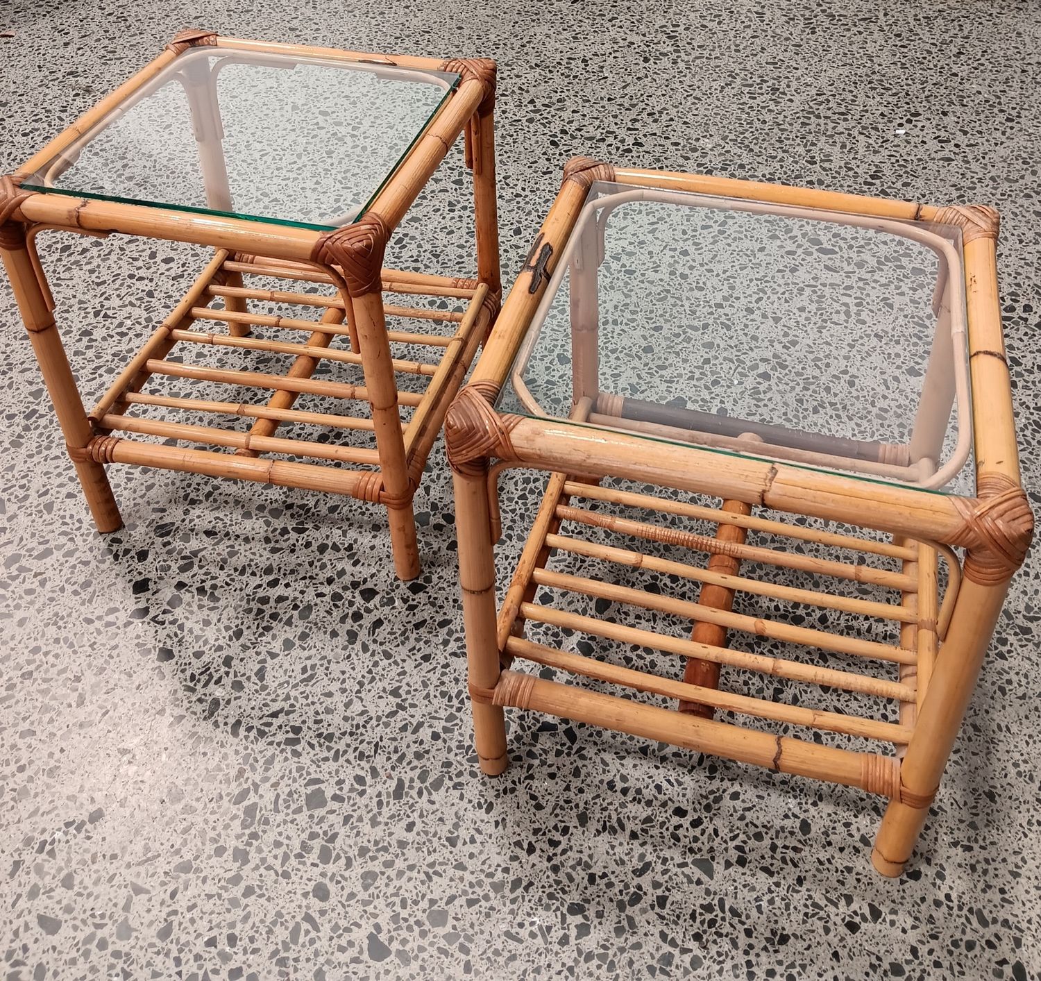 Bamboo Side Tables -pair