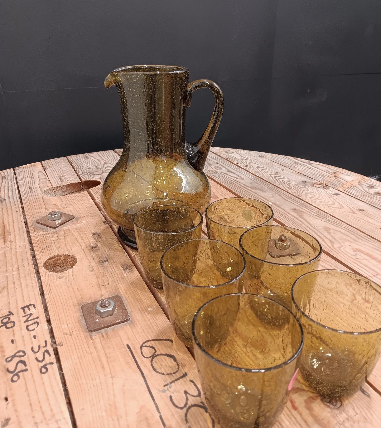 Green Glass Jug Set