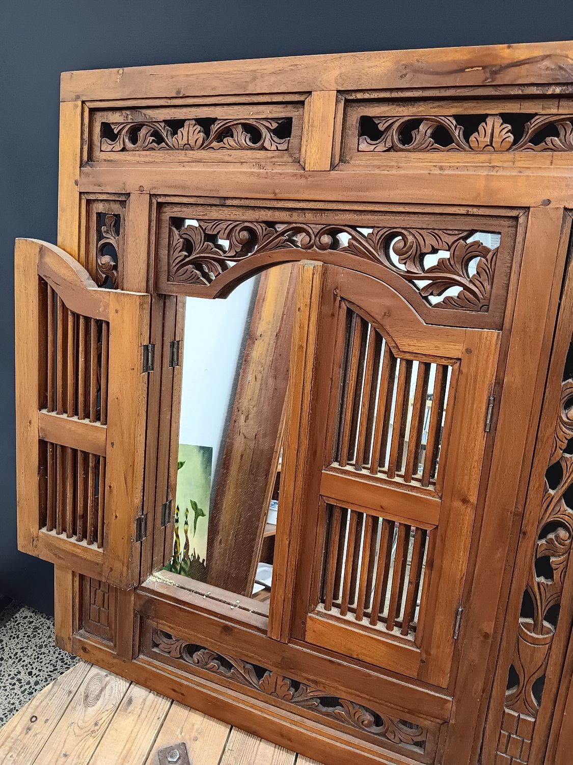 Carved Wooden Mirror
