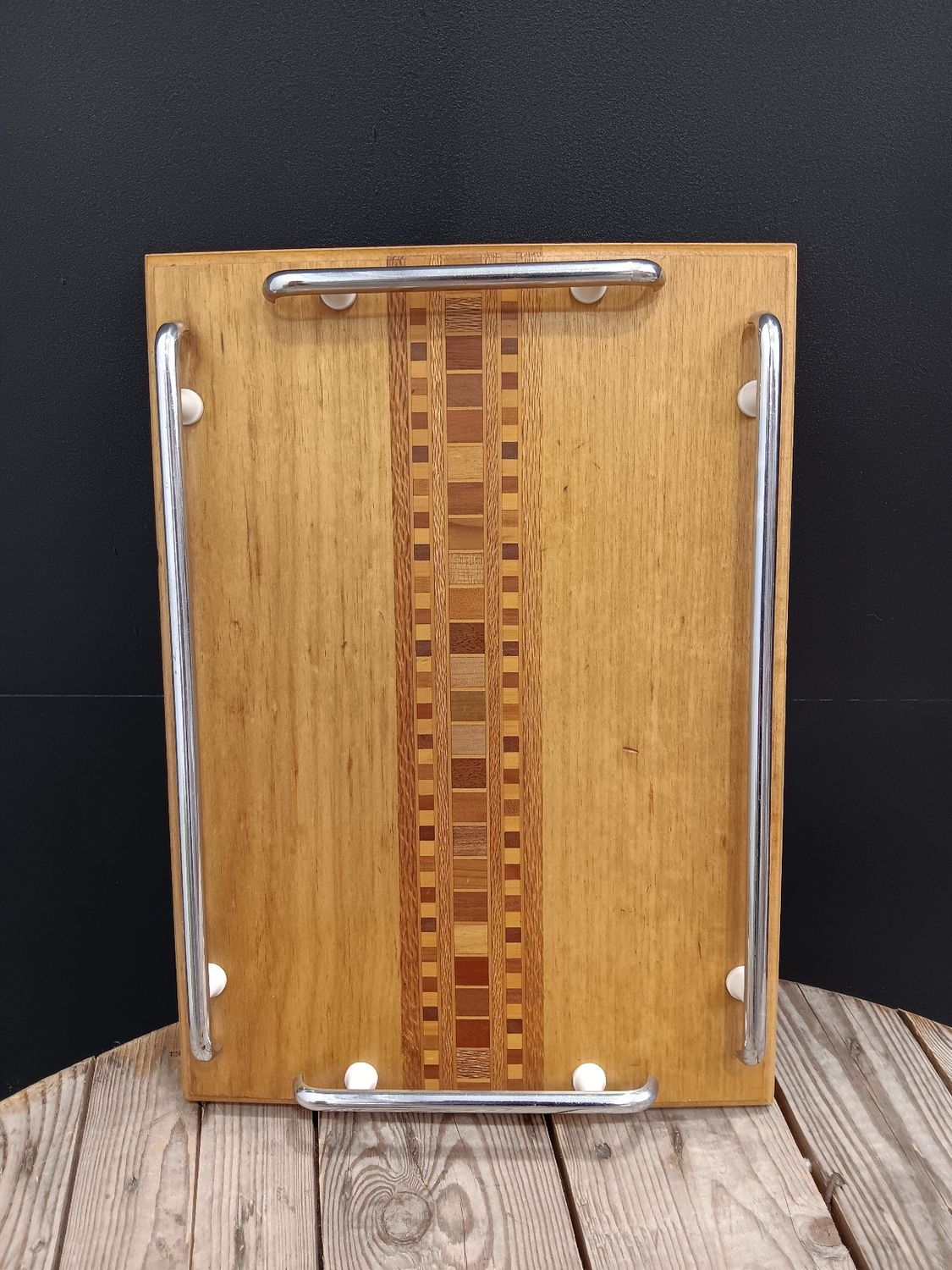 Retro Wooden Tray with Inlays