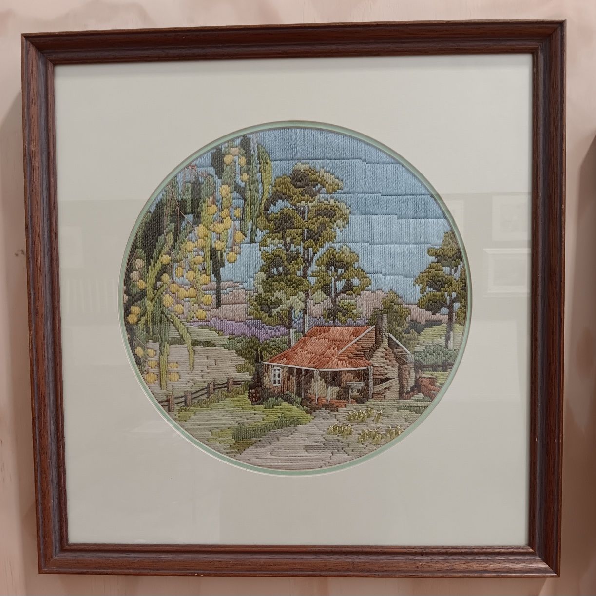 Handstitched Cottage with flowers