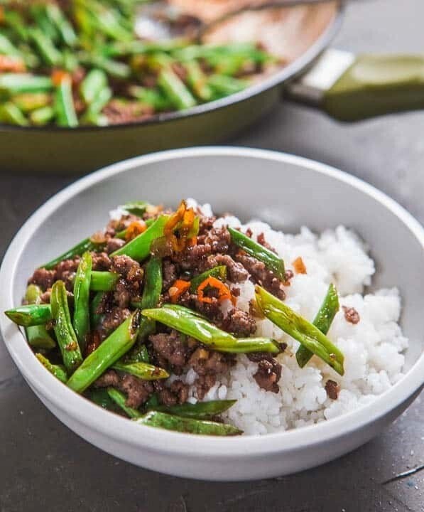 Lean Beef with Green Beans and Rice