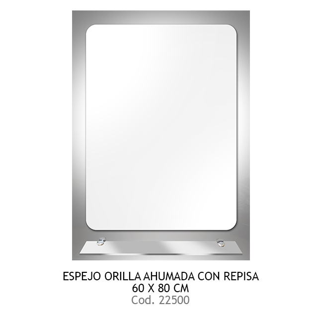 Espejo Orilla Ahumada 60x80 cm  con repisa Niagara