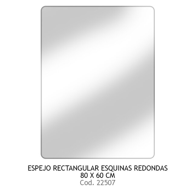 Espejo rectangular esquinas redondas 80 x 60 cm