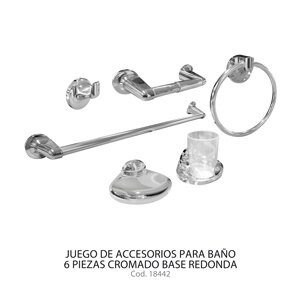Juego de accesorios cromado base redondo 6 piezas Joligar