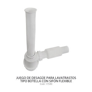 Juego Desague botella con sifón flexible para lavamanos Flexi
