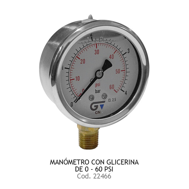 Manómetro de glicerina D63 de 0-60 PSI Genebre