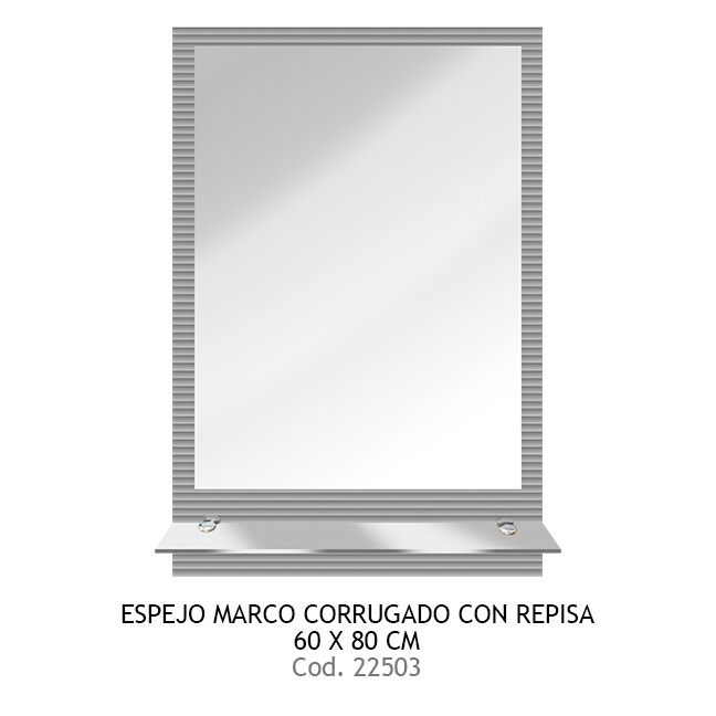 Espejo marco Corrugado 60x80 cm con repisa Niagara