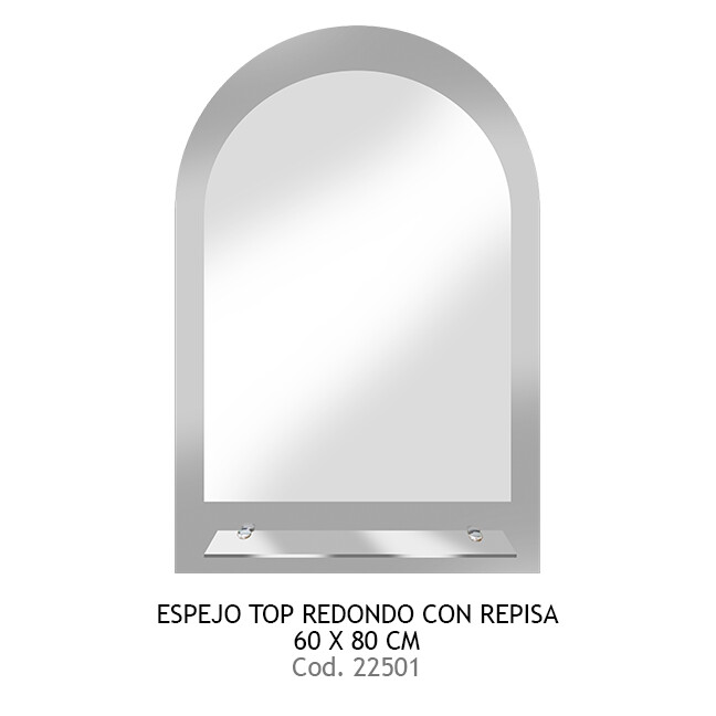 Espejo top redondo 60x80 cm con repisa Niagara