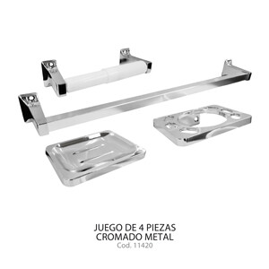 Juego de 4 piezas cromadas metal TWN
