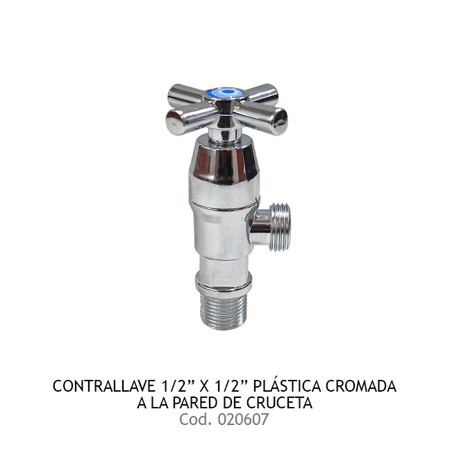Contrallave de 1/2&quot; x 1/2&quot; a la Pared de Cruceta Cromada
