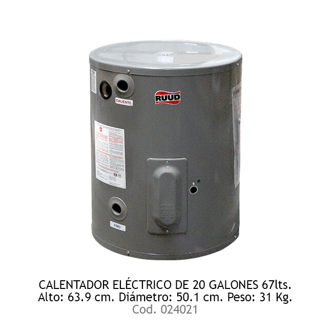 Calentador Eléctrico 20 galones 220V  Ruud  76lts.
