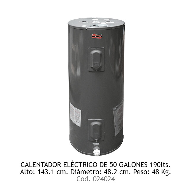 Calentador Eléctrico 50 Galones 220V Ruud 190lts.