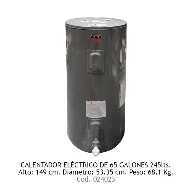 Calentador Eléctrico de 65 Galones 220V Ruud 245 lts.