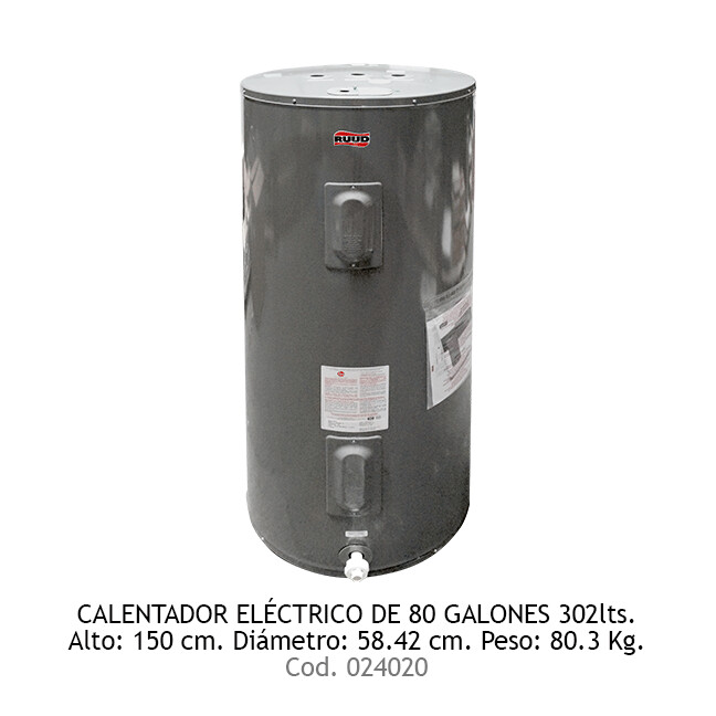 Calentador Eléctrico de 80 Galones 220V  Ruud 302 lts.