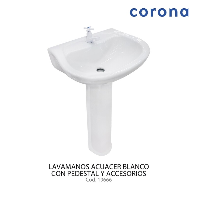 Lavamanos acuacer blanco con pedestal y accesorios