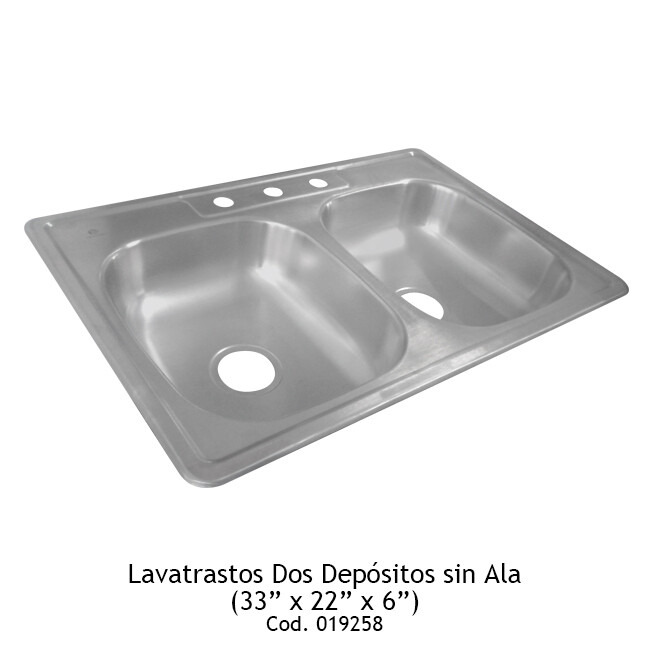 Lavatrastos 2 depósitos sin ala