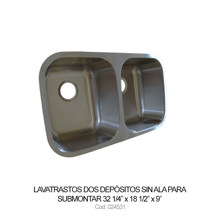Lavatrastos dos fosas para submontar