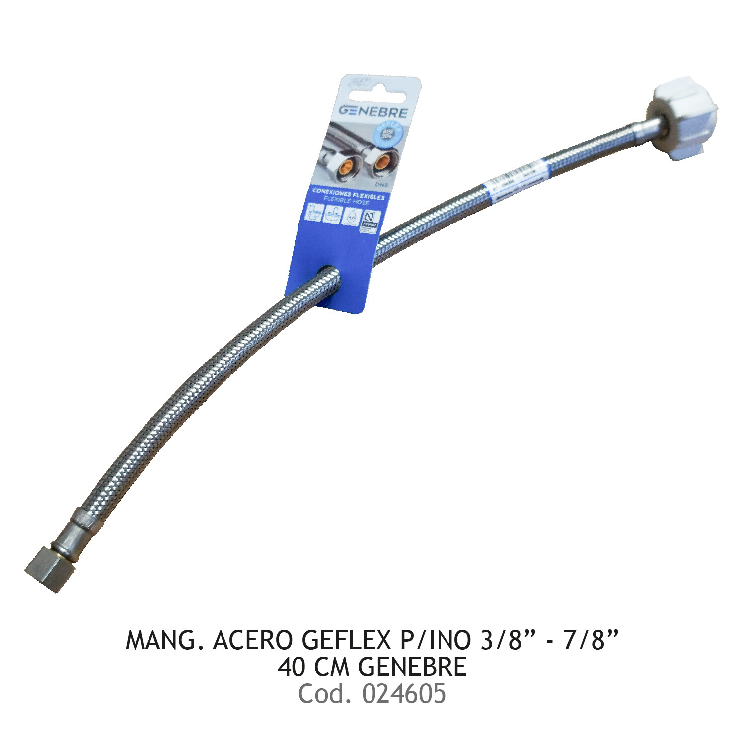 MANG. ACERO GEFLEX P/INO 3/8&quot; - 7/8&quot; 40 CM GENEBRE