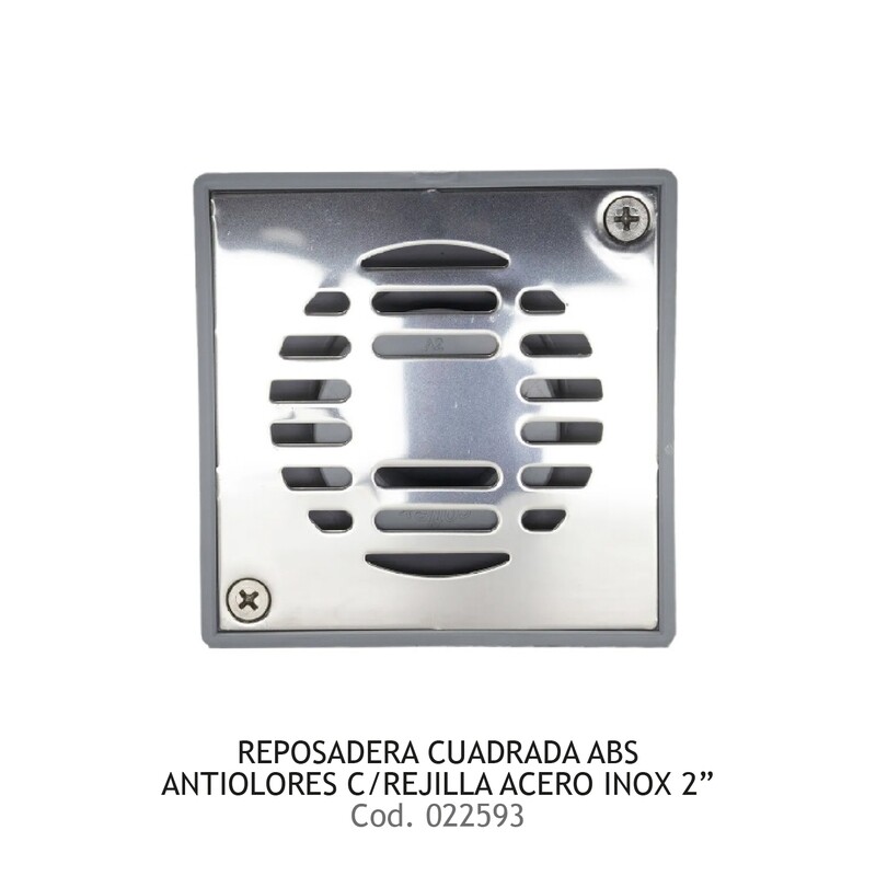 Reposadera Cuadrada ABS Anti/Olores C/Rejilla Acero Inoxidable 2&quot;