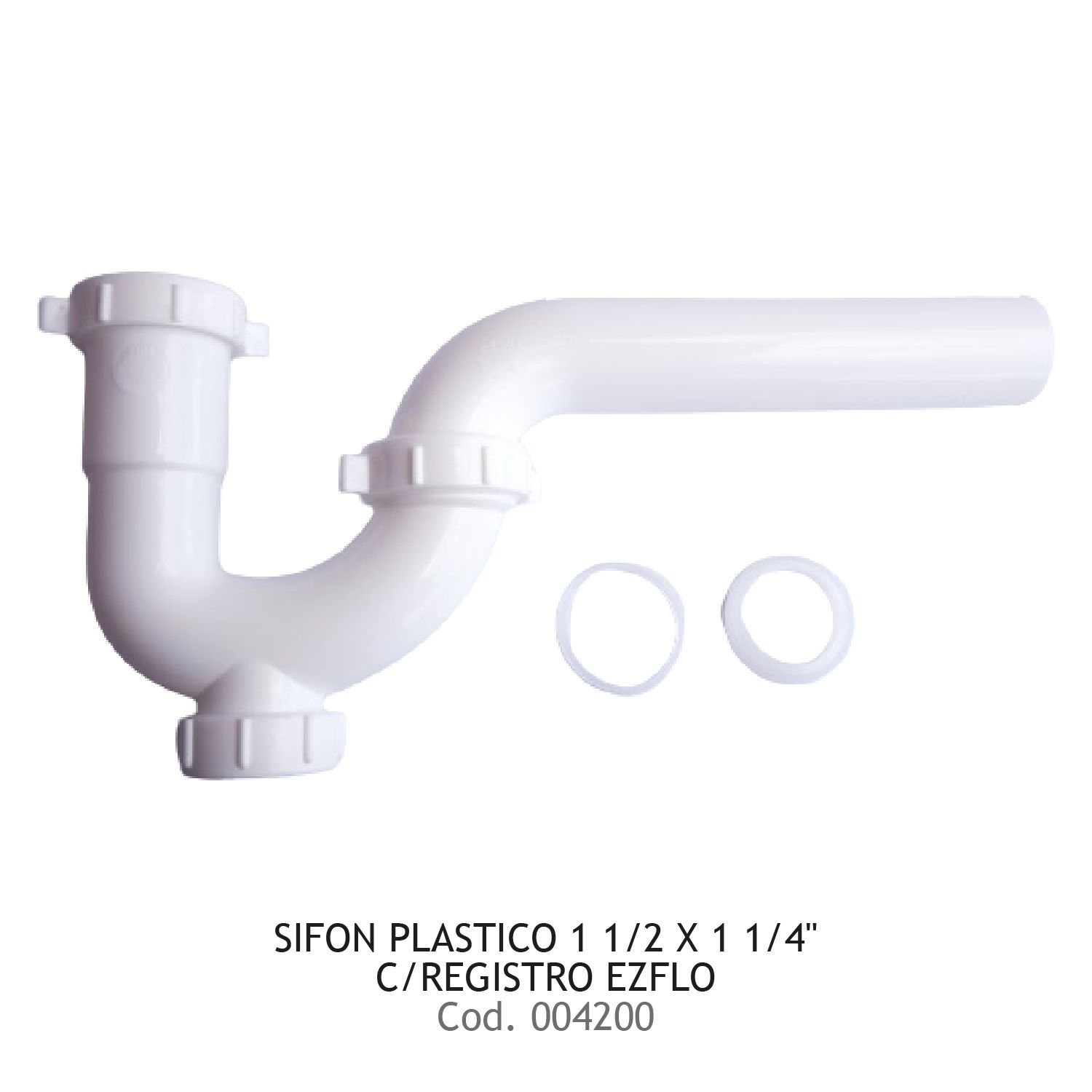 SIFON PLASTICO 1 1/2 X 1 1/4&quot;  C/REGISTRO EZFLO