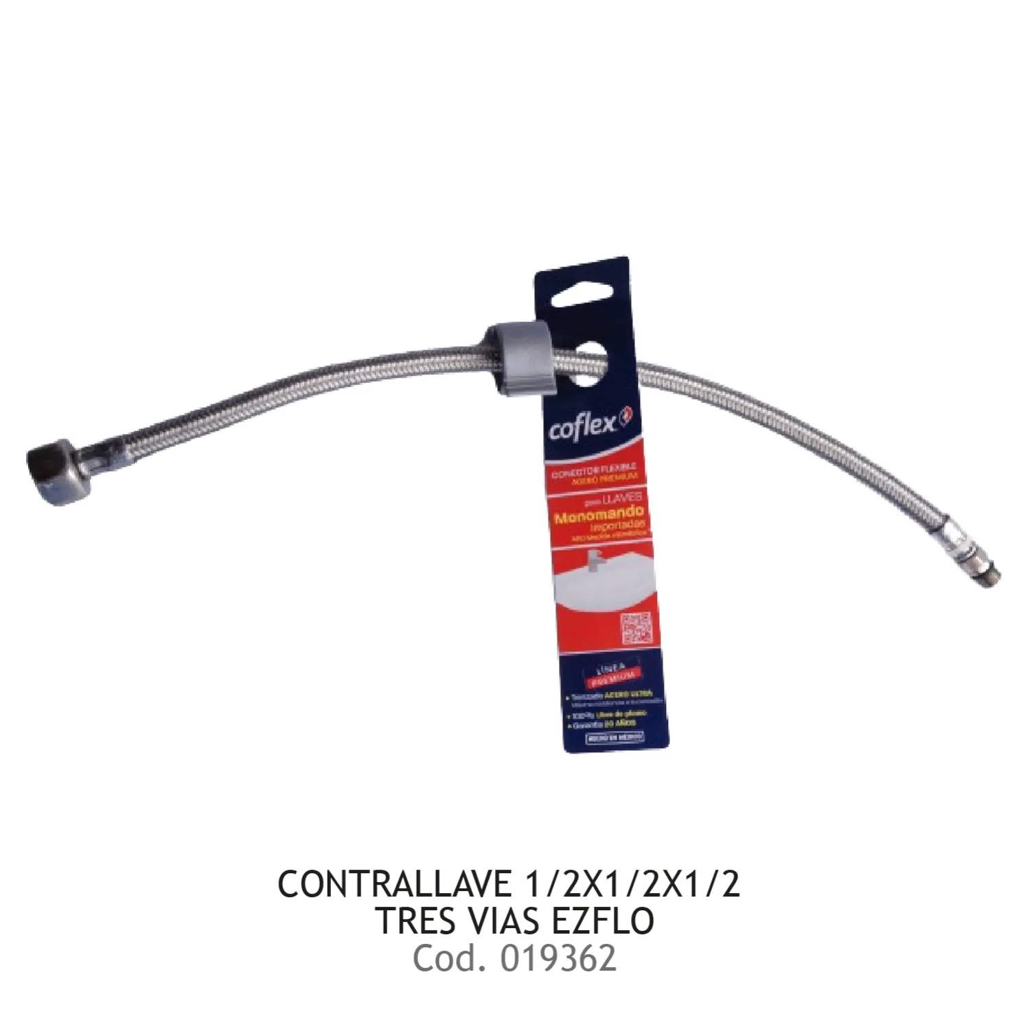 MANG. ACERO FLEX. 40 CM. 1/2X1/4M P/LAV. COFLEX