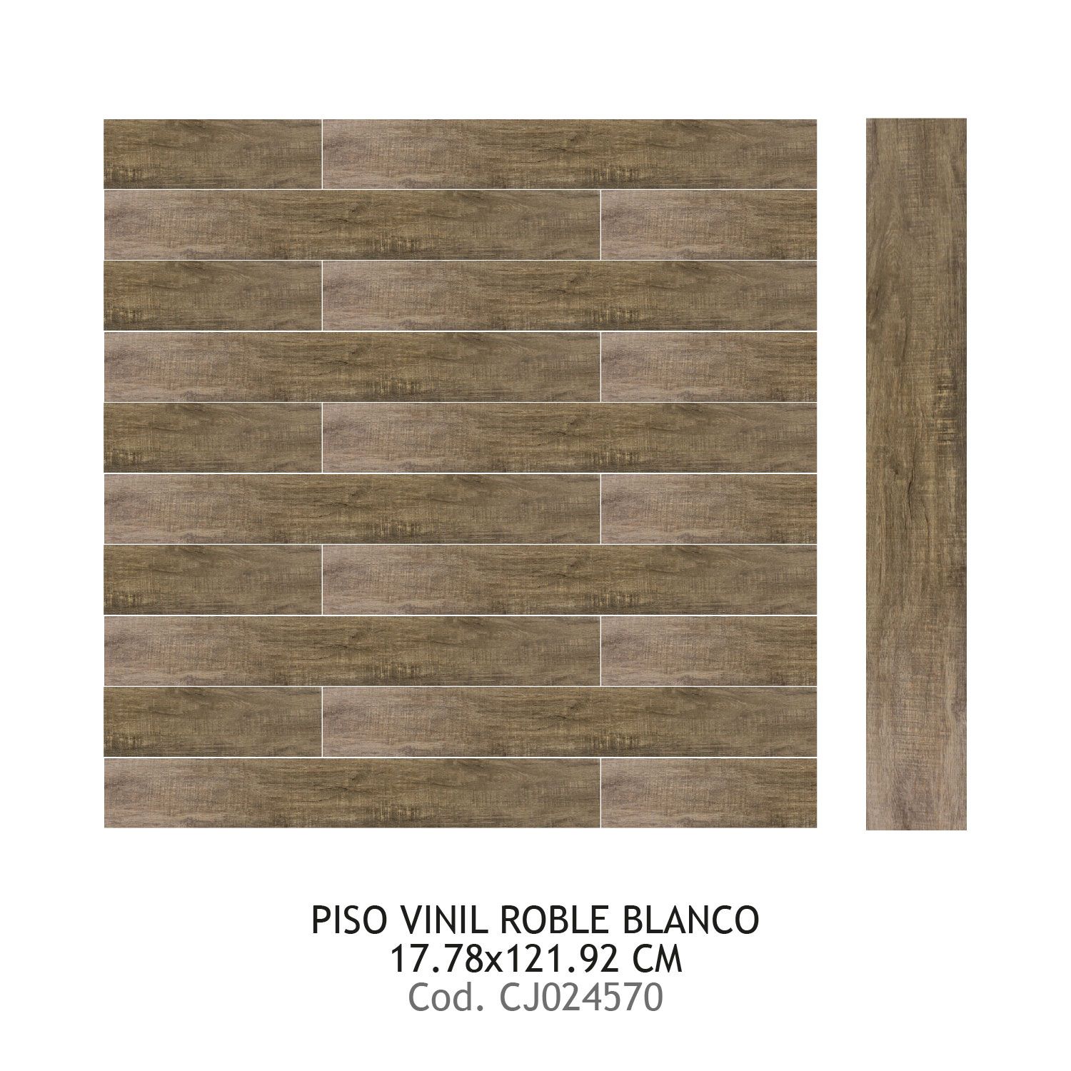Piso Vinil Roble Blanco
