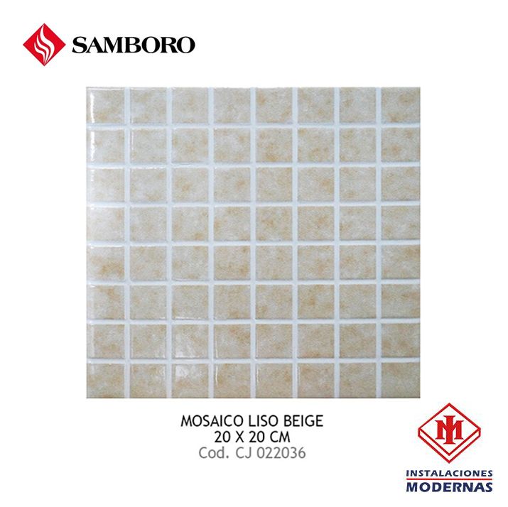 Azulejo tipo mosaico liso color beige