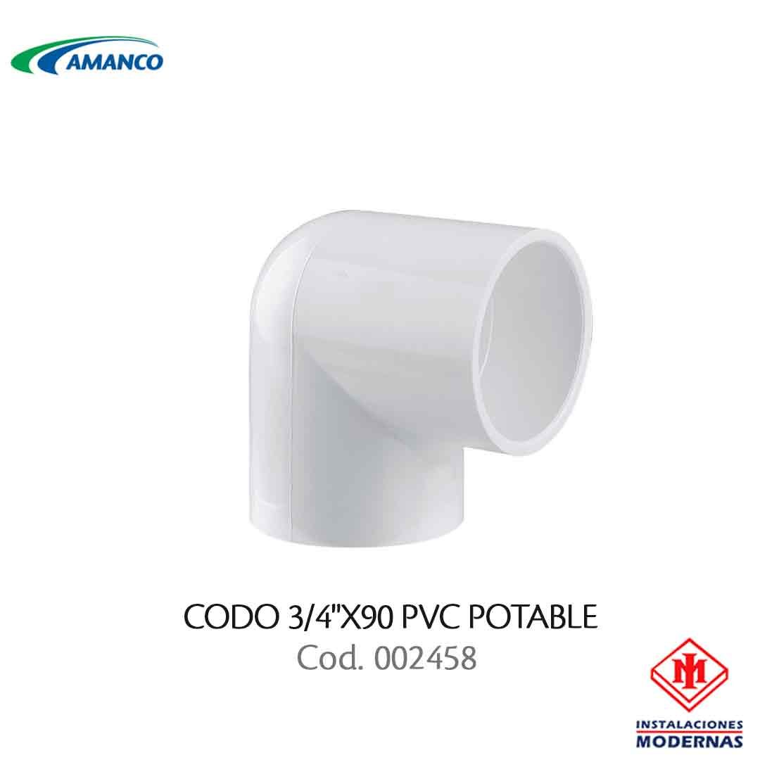 CODO 3/4&quot;X90 PVC POTABLE