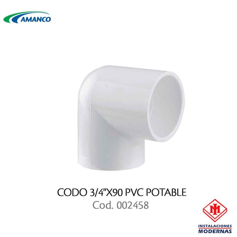 CODO 3/4&quot;X90 PVC POTABLE