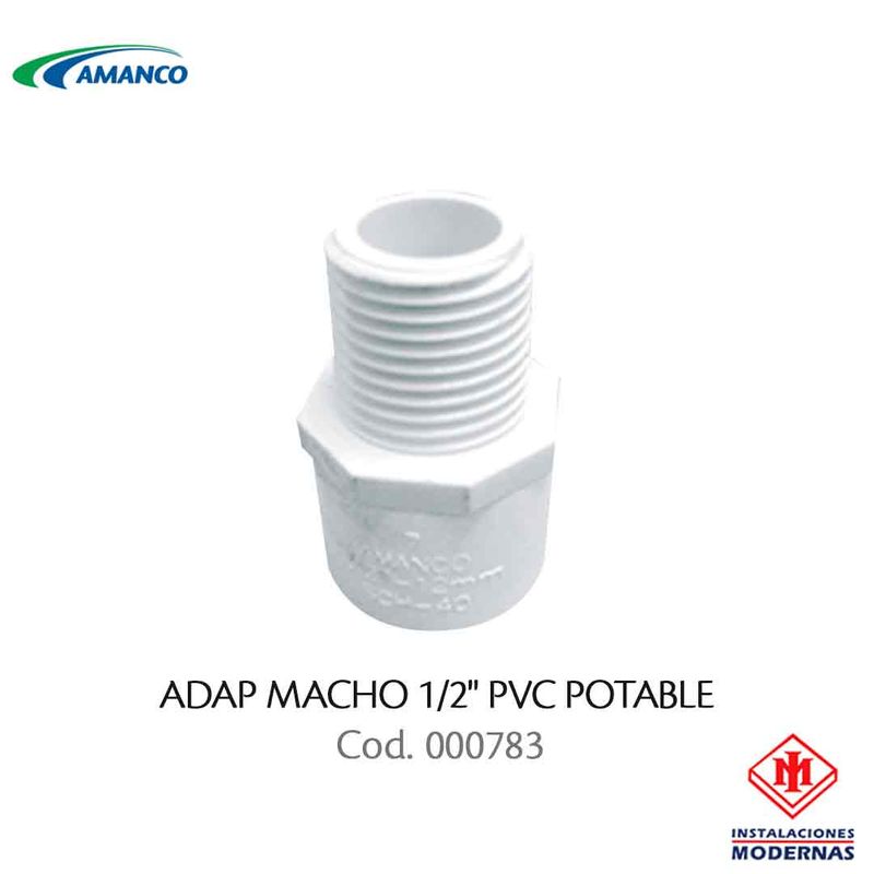 ADAP MACHO 1/2&quot; PVC POTABLE