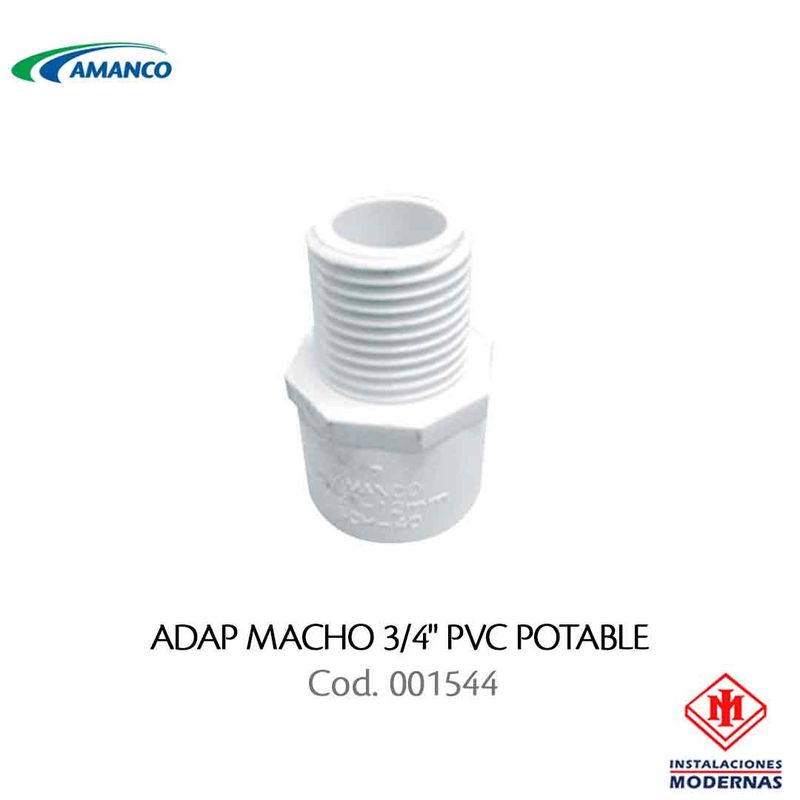 ADAP MACHO 3/4&quot; PVC POTABLE