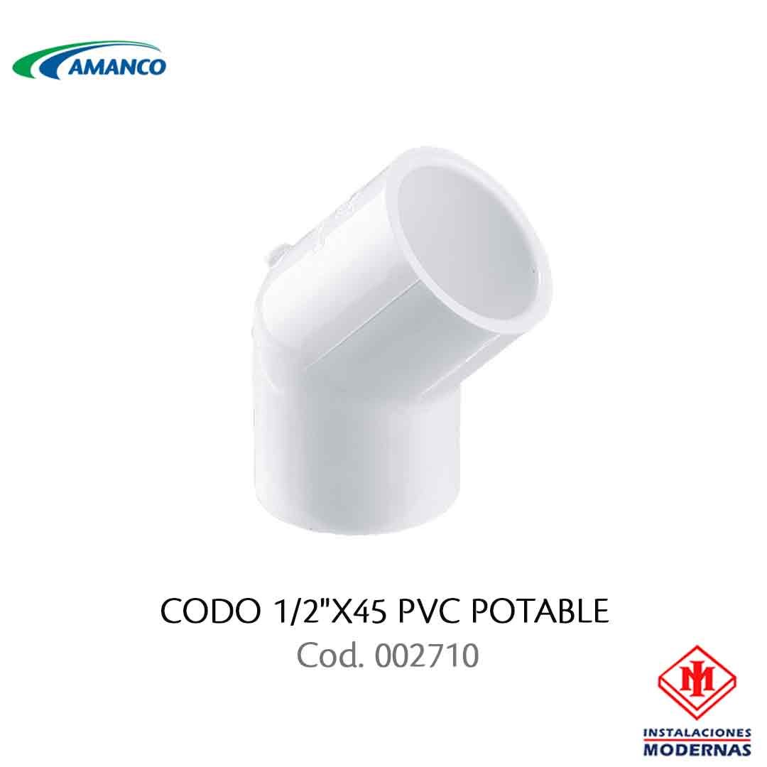 CODO 1/2&quot;X45 PVC POTABLE