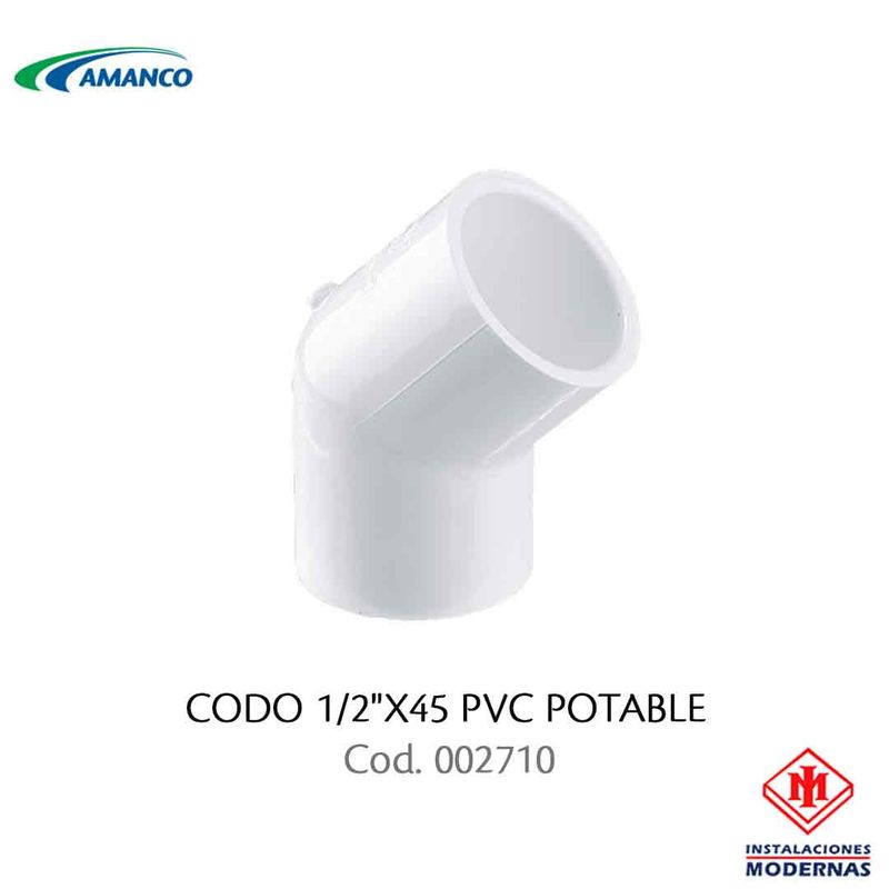 CODO 1/2&quot;X45 PVC POTABLE