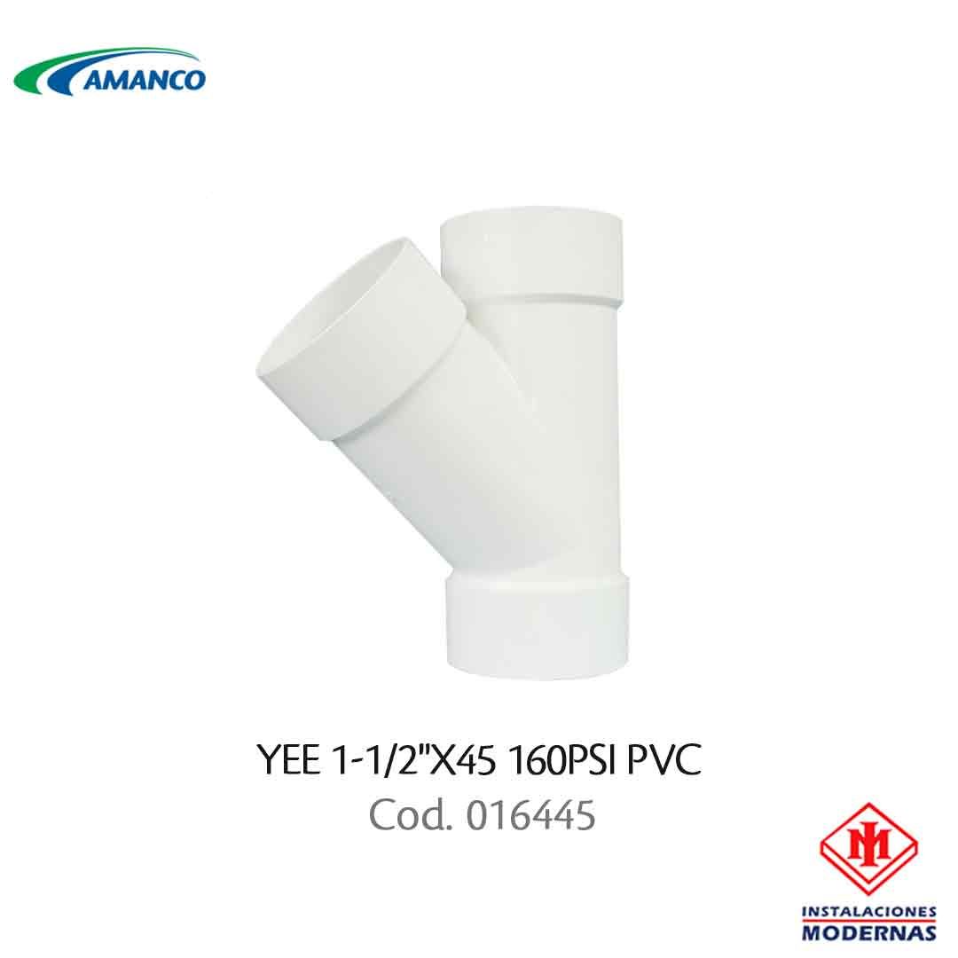 YEE 1-1/2&quot;X45 160PSI PVC