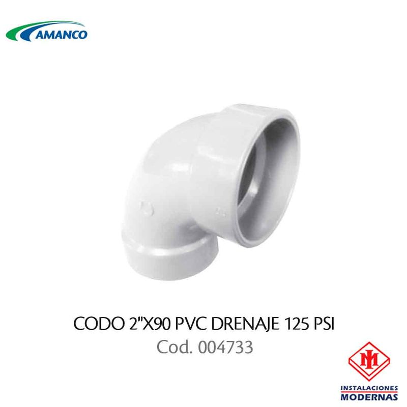 CODO 2&quot;X90 PVC DRENAJE 125 PSI