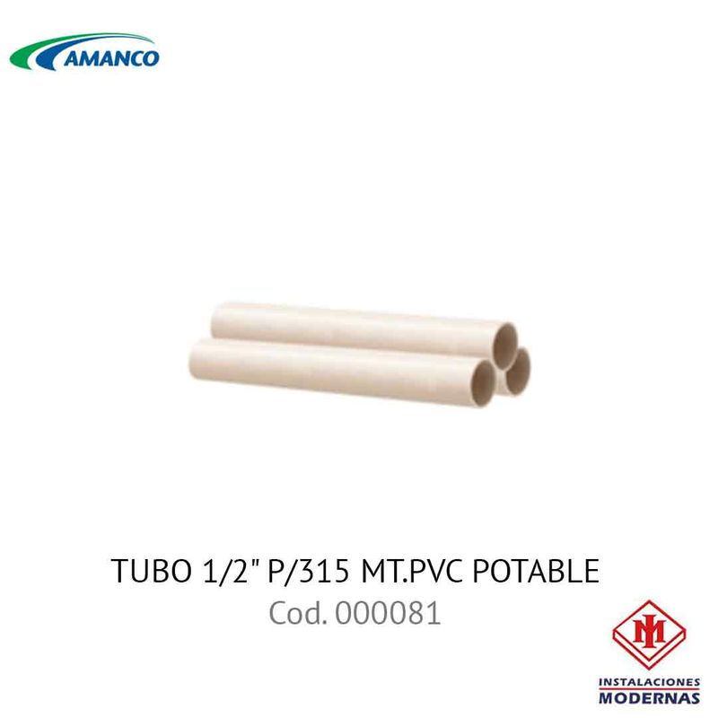 TUBO 1/2&quot; P/315 MT.PVC POTABLE