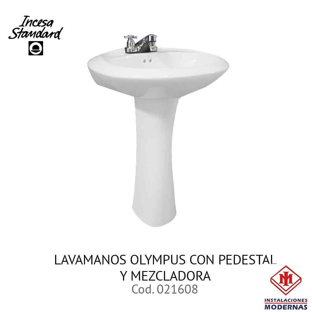 LAV OLYMPUS O2 4&quot; C/PED C/MEZ BL INCESA