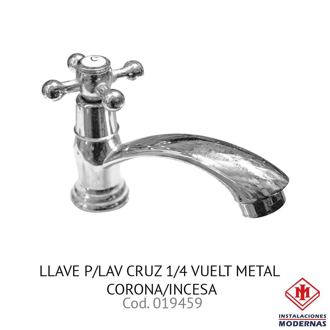 LLAVE P/LAV CRUZ 1/4 VUELT METAL CORONA/INCESA