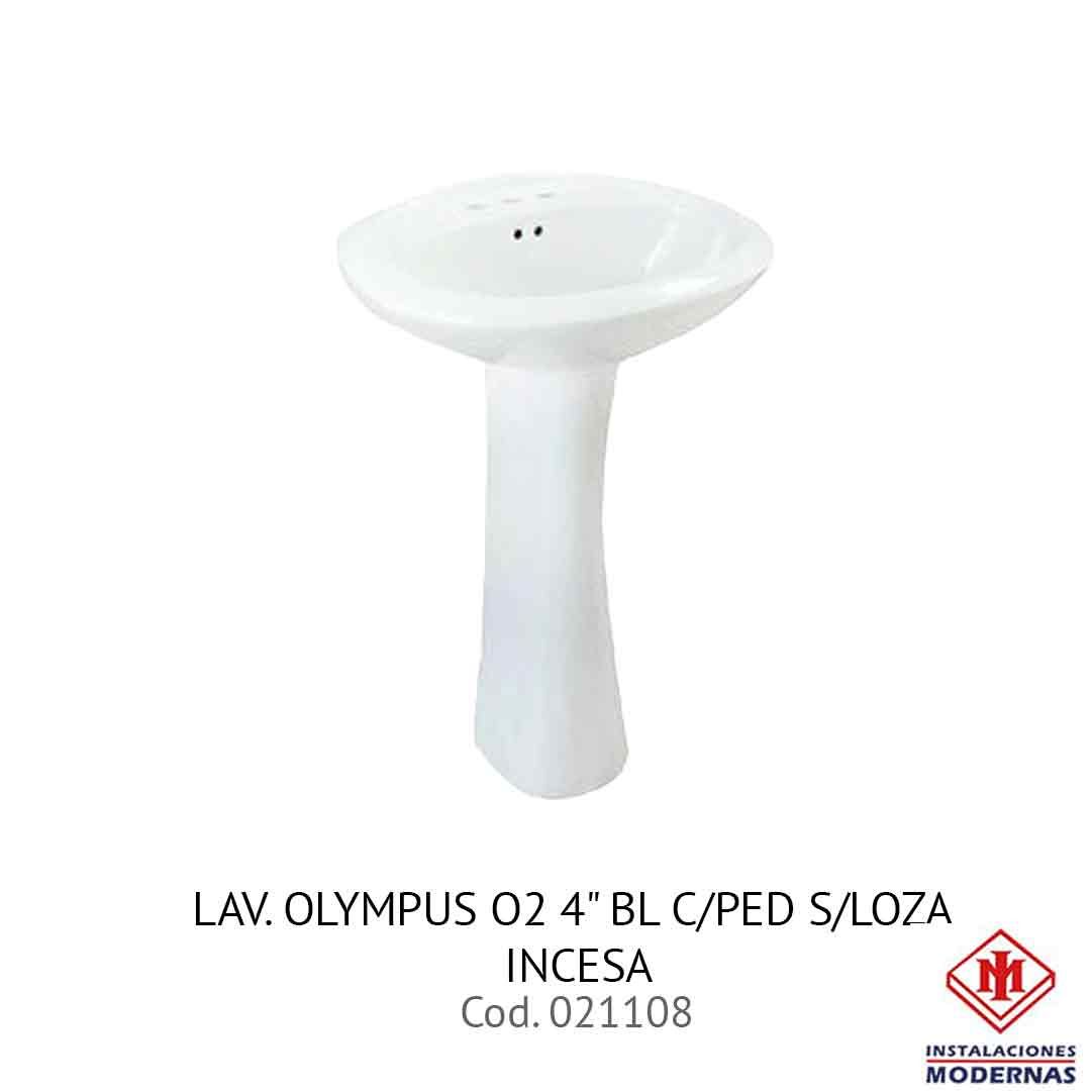 021108 - LAV. OLYMPUS O2 4&quot; BL C/PED S/LOZA INCESA