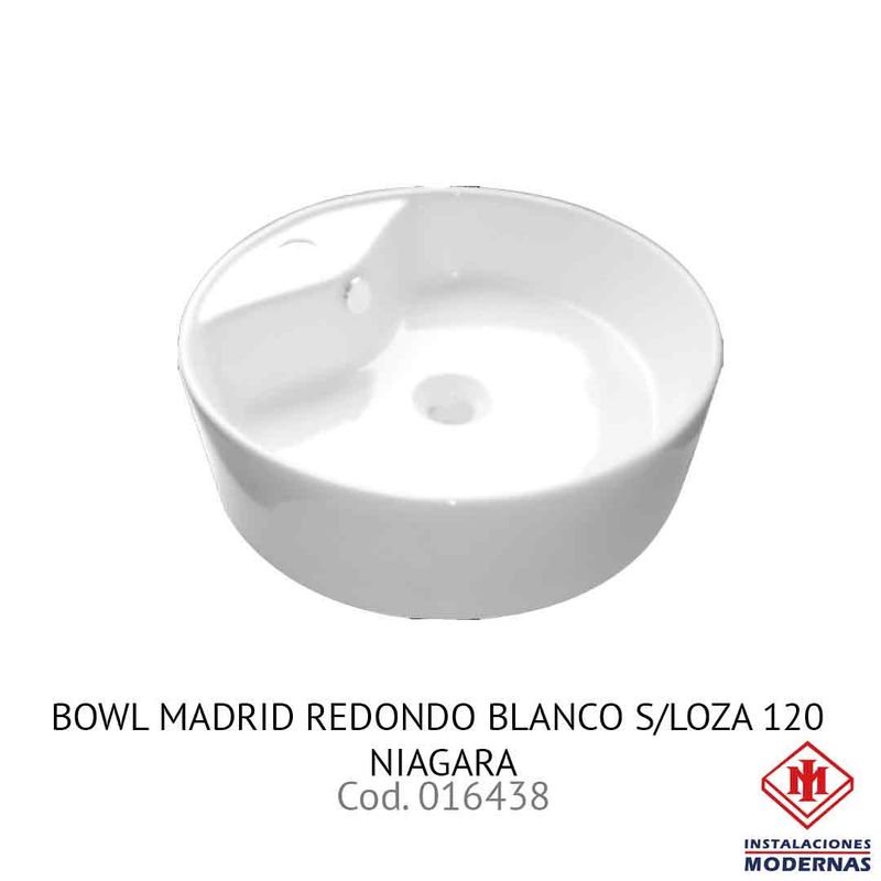 BOWL MADRID REDONDO BLANCO S/LOZA 120 NIAGARA