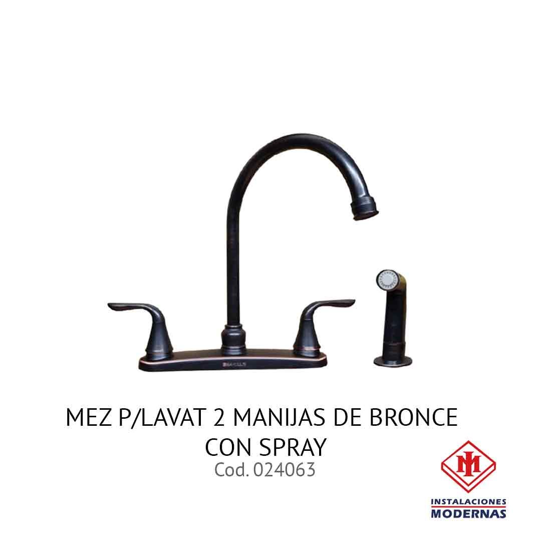 MEZ P/LAVAT 2 MANIJAS DE BRONCE CON SPRAY